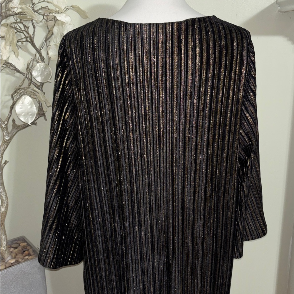 Chico's Velvet Short Dress Lurex Stripe Metallic Gold Large - Picture 6 of 8